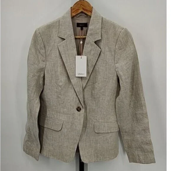 NWT QUINCE 100% European Linen Structured Blazer Jacket Flax Small - Picture 8 of 12
